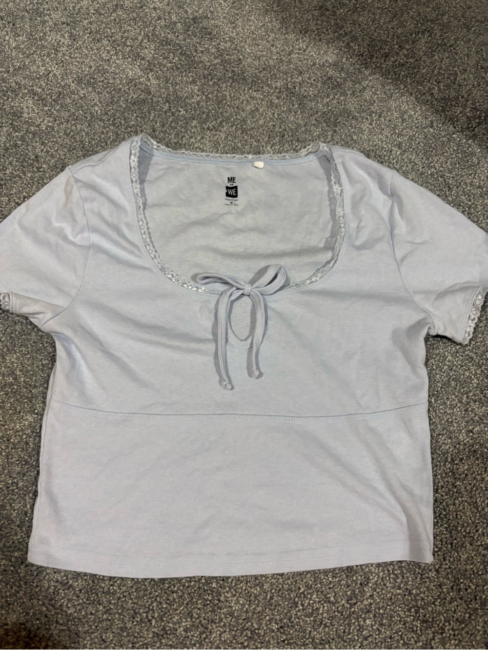 Pacsun Light Blue Lace-Trim Tie-Front Women's Top- M